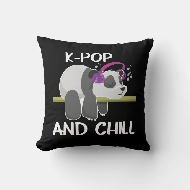 Cute Panda Headphone Korea Pop Älskare K-pop Music Kudde (Framsida)