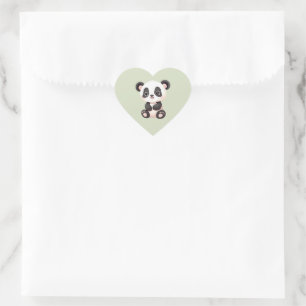 Cute Panda Heart Sticker Hjärtformat Klistermärke