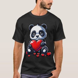 Cute Panda Heart Valentines day par Manar Women K T Shirt