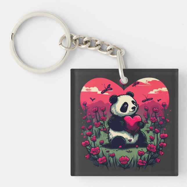Cute Panda Holding Heart - Alla hjärtans dag-gåva (Framsidan)