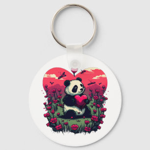 Cute Panda Holding Heart - Alla hjärtans dag-gåva Nyckelring