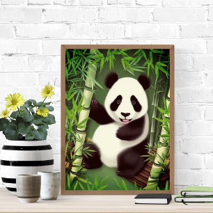 Cute Panda i Bamboo Forest Poster