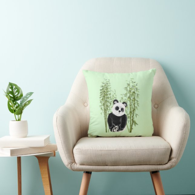 Cute Panda i Bamboo Kudde (Stol)
