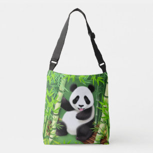 Cute Panda i en bamboskog Axelväska