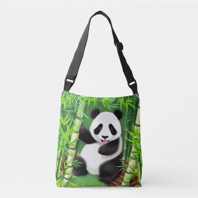 Cute Panda i en bamboskog Axelväska (Framsida)