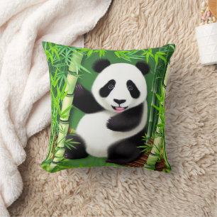 Cute Panda i en bamboskog Kudde