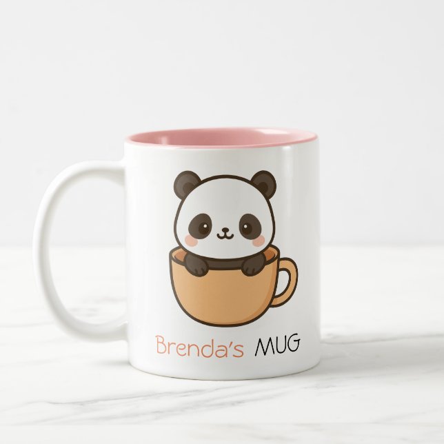 Cute Panda i Kopp - skräddarsytt namn Mugg Design (Vänster)
