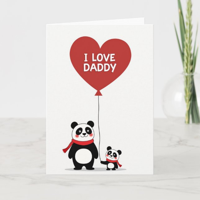 Cute Panda I Love Daddy Card Kort (Framsida)