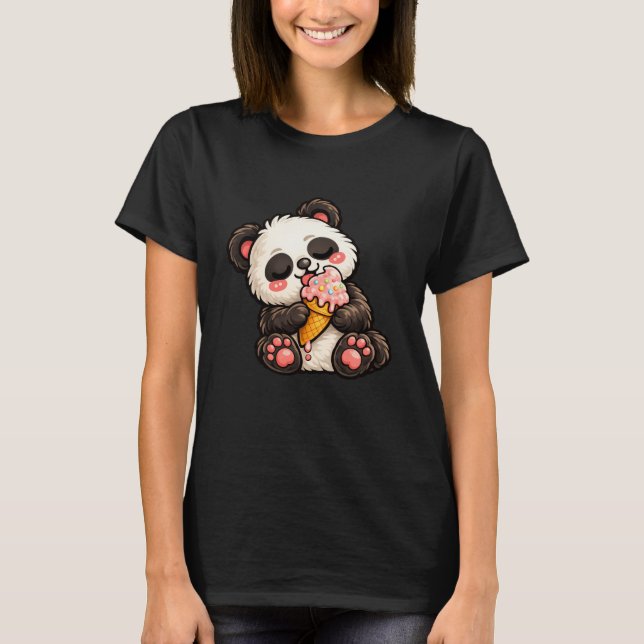 Cute Panda Ice Cream T Shirt (Framsida)