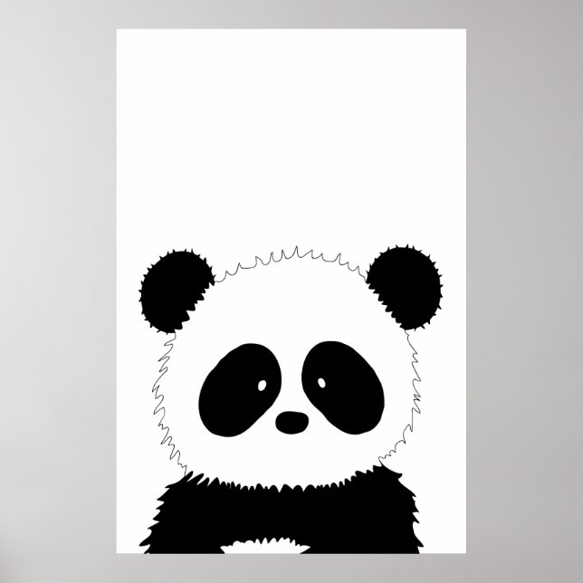 Cute Panda Illustration Black and White Minimalist Poster (Framsidan)