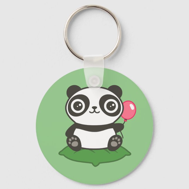 Cute Panda Illustration Nyckelring (Framsida)