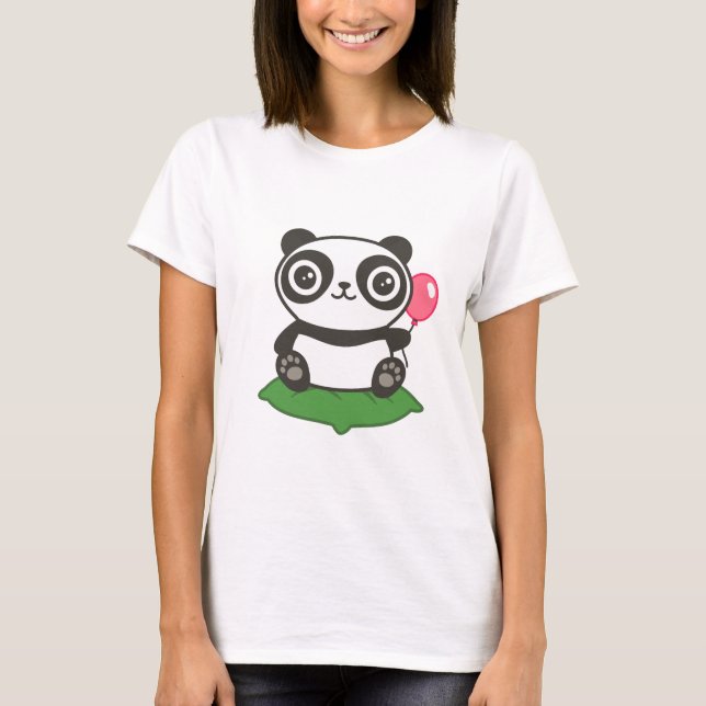 Cute Panda Illustration T Shirt (Framsida)