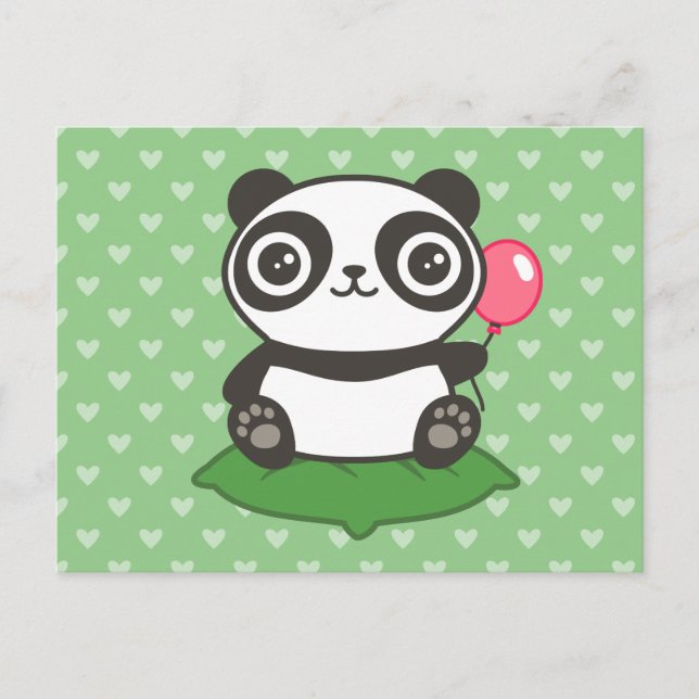Cute Panda Illustration Vykort (Framsida)