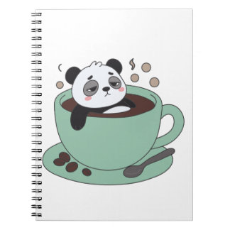 Cute Panda In Coffee Cup Coffee Lover Gift Anteckningsbok