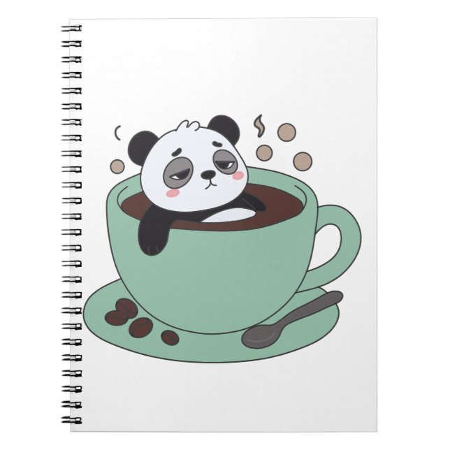 Cute Panda In Coffee Cup Coffee Lover Gift Anteckningsbok (Framsidan)