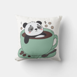 Cute Panda In Coffee Cup Coffee Lover Gift Kudde