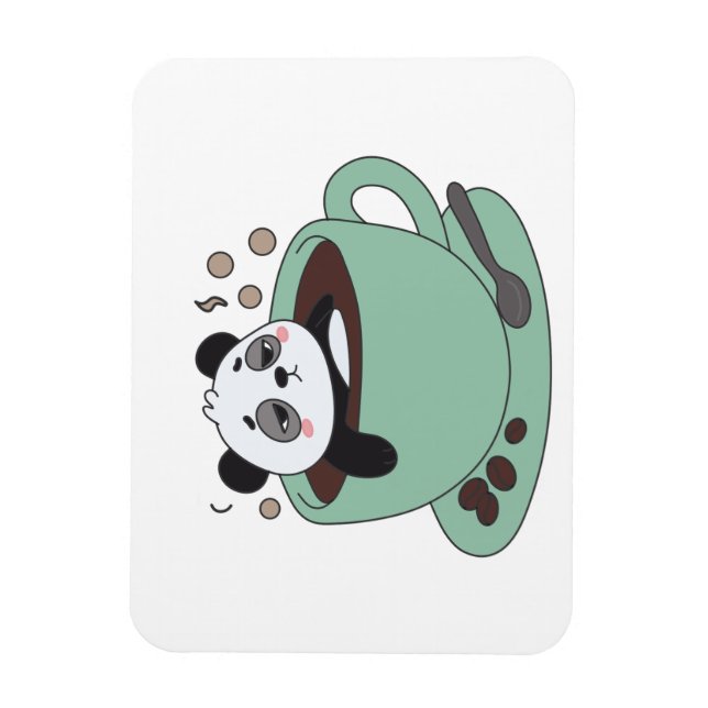 Cute Panda In Coffee Cup Coffee Lover Gift Magnet (Vertikal)