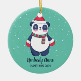 Cute Panda jul Animal Snowy Winter Helgdag Julgransprydnad Keramik
