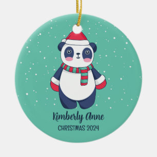 Cute Panda jul Animal Snowy Winter Helgdag Julgransprydnad Keramik