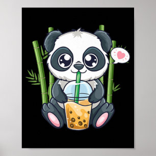 Cute Panda Kawaii Anime Otaku Japansk ubble Boba Poster