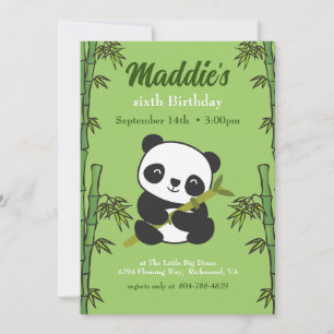 Cute Panda Kiddie Födelsedagsfest Inbjudningar