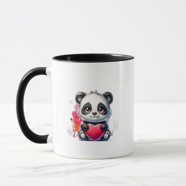 Cute panda kramar hjärtat mugg (Vänster)
