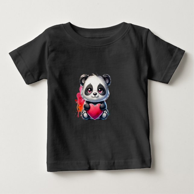 Cute panda kramar hjärtat t shirt (Framsida)