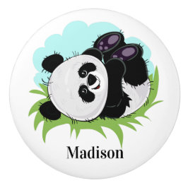 Cute Panda, kundnamn, keramisk knopp