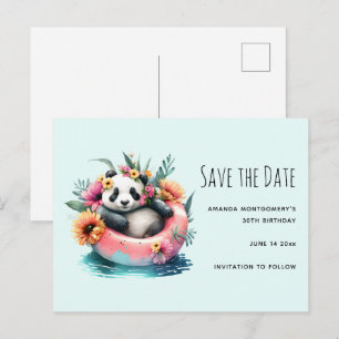Cute Panda-kylning i en inre slang Spara datumet Inbjudan Vykort