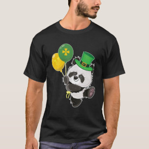 Cute Panda Leprechaun Hat Shamrock Lucky St Patric T Shirt