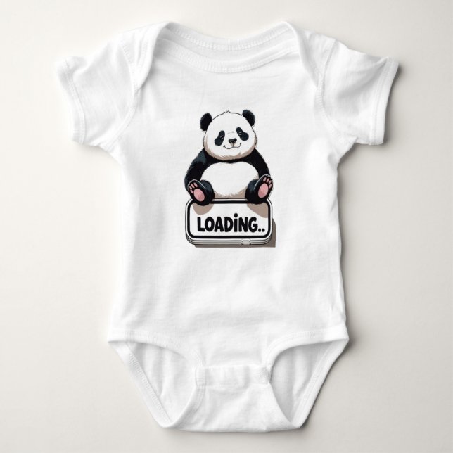 Cute Panda Loading Baby Bodykostym T Shirt (Framsida)