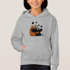 Cute Panda Love Cuddling Kids Pullover Hoodie T Shirt