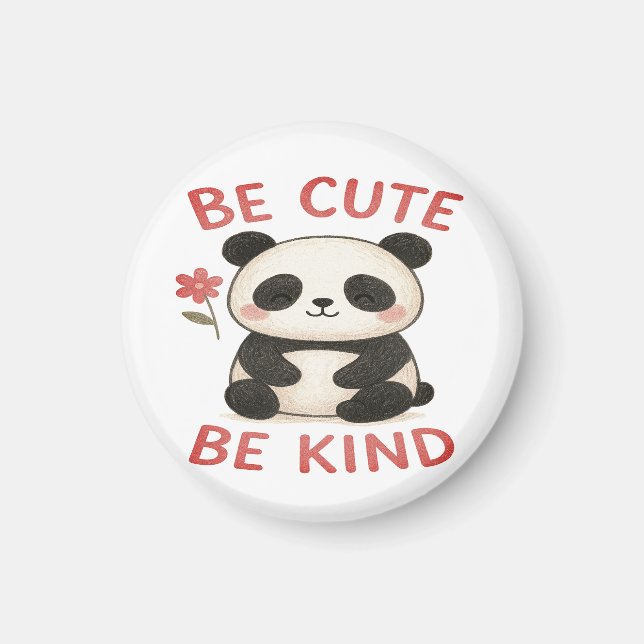 Cute Panda Magnet Button – “Be Cute, Be Kind”  (Framsidan)