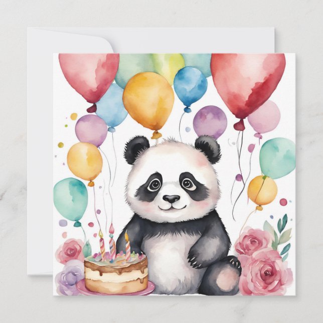 Cute Panda med ballongkort (Framsida)