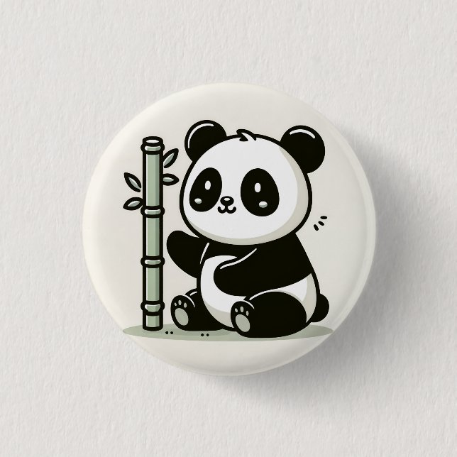 Cute Panda med Bamboo Art Knapp (Framsida)