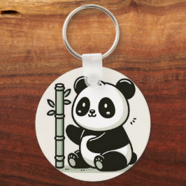 Cute Panda med Bamboo Art Nyckelring