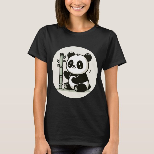 Cute Panda med bamboo T Shirt (Framsida)