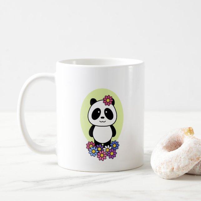 Cute Panda med blommor - 1000Pandas Kaffemugg (Med munk)