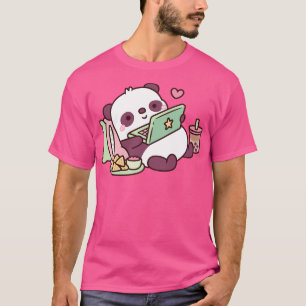 Cute Panda med Chip och Bubble Tea T Shirt