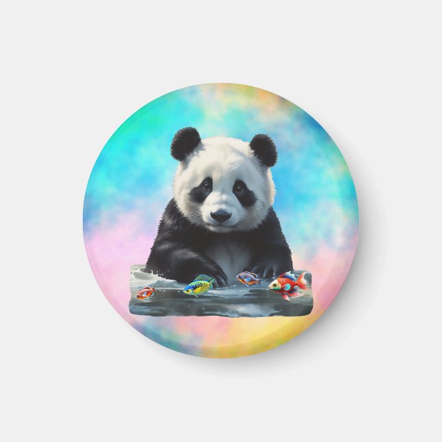 Cute Panda med hans Leksak Magnet (Framsidan)