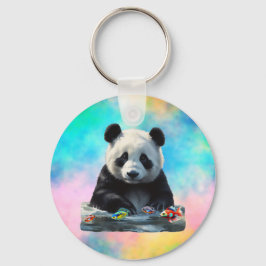 Cute Panda med hans Leksak Nyckelring