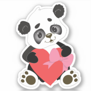 Cute Panda med hjärta Klistermärken
