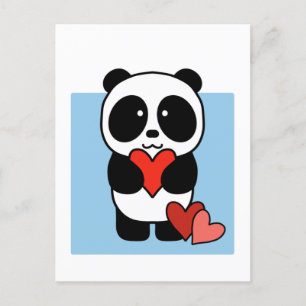 Cute Panda med hjärtan - 1000Pandas-vykort Vykort