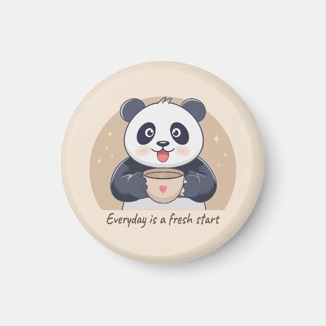 Cute Panda med kaffe Magnet (Framsidan)