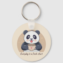 Cute Panda med kaffe Nyckelring