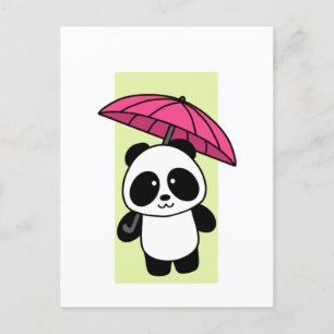 Cute Panda med Paraplla - 1 000Pandas-vykort Vykort