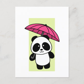 Cute Panda med Paraplla - 1 000Pandas-vykort Vykort