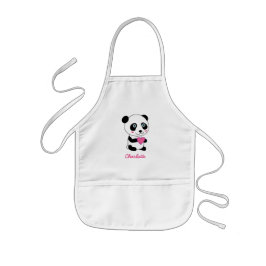 Cute Panda med Rosa Heart-Personlig Barnförkläde