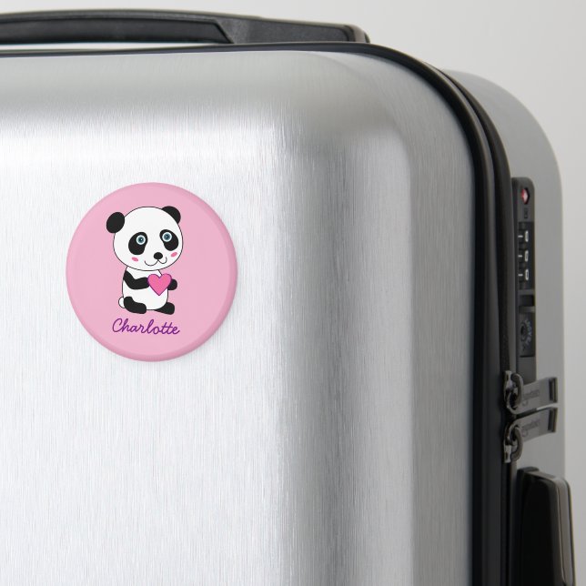 Cute Panda med Rosa Heart-Personlig Magnet (In Situ (Luggage))