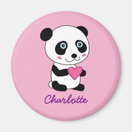 Cute Panda med Rosa Heart-Personlig Magnet